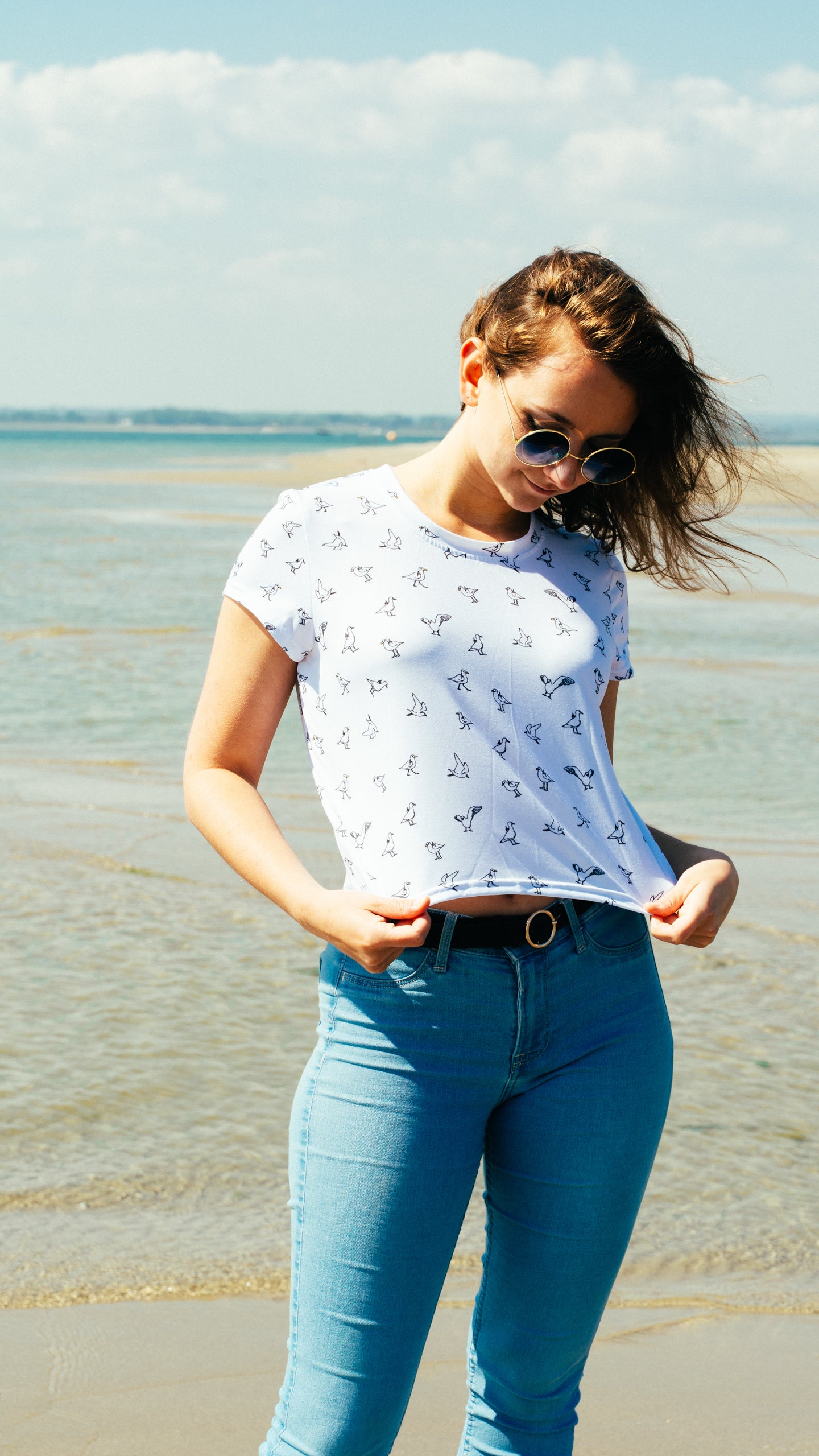 Crop Top - White with pattern
