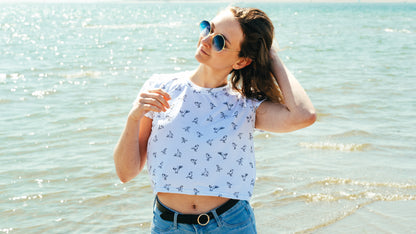 Crop Top - White with pattern