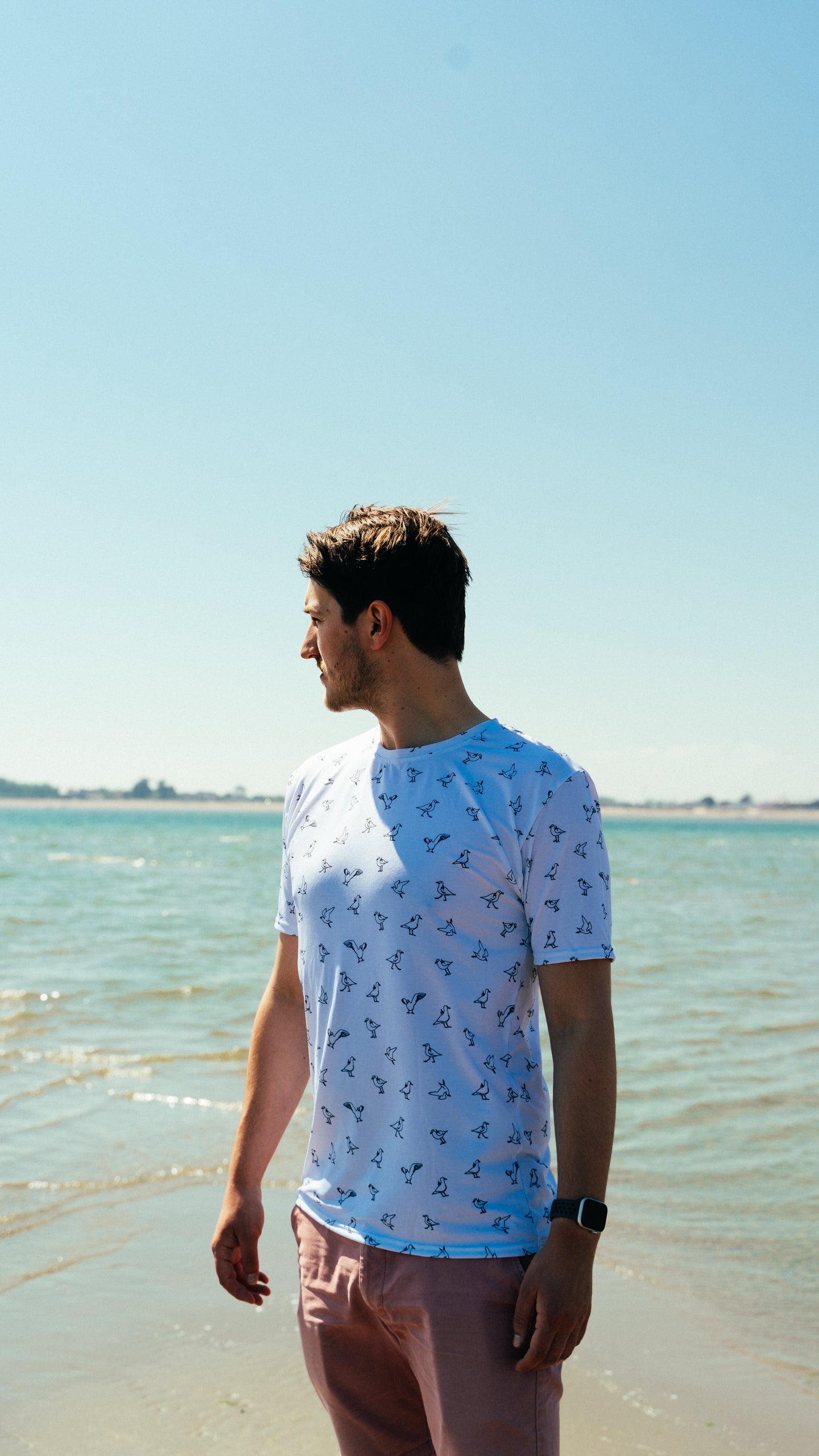 Men's T-Shirt - White with pattern