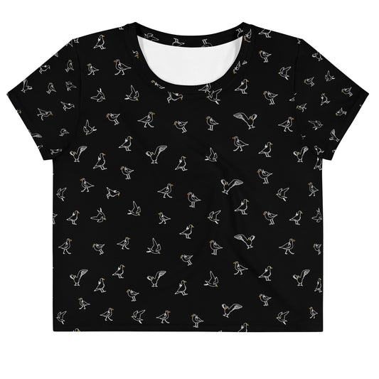 Crop Top - Black with pattern